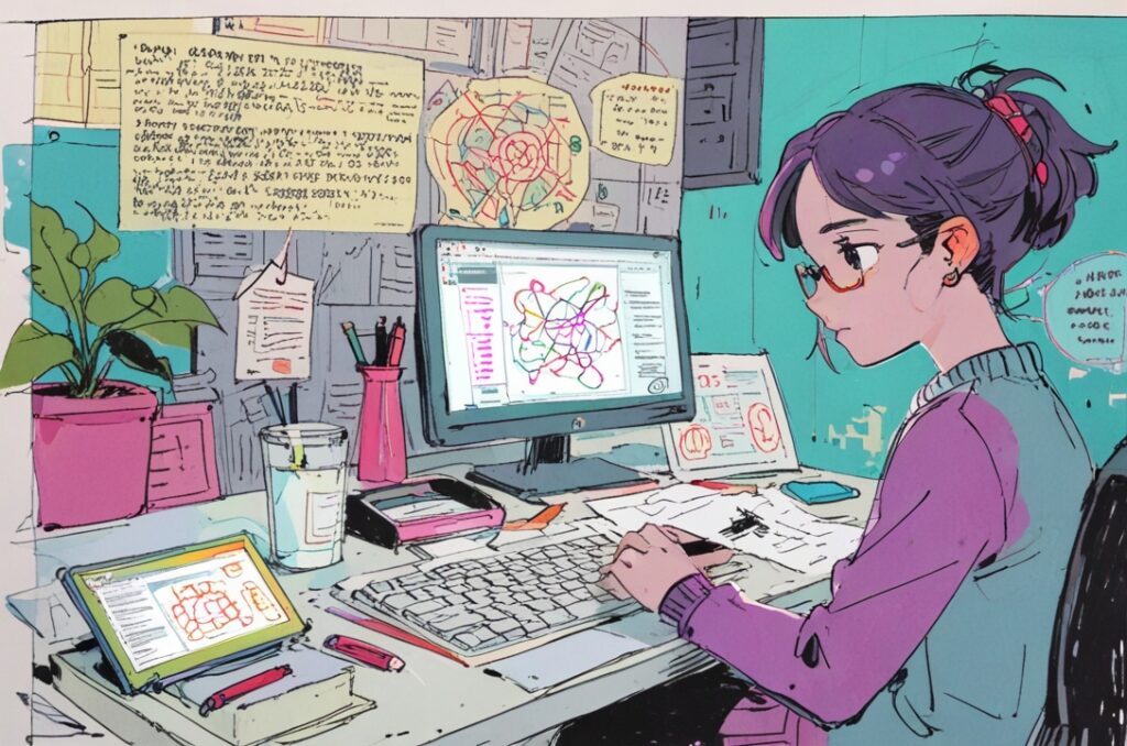 Default Illustration of a student using AI tools to write a th 0 Manfaat AI untuk Membuat Skripsi yang Lebih Mudah dan Efektif