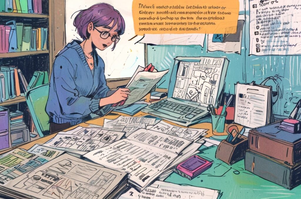 Default Create an illustration depicting a structured literatu 1 Menyusun Struktur Tinjauan Pustaka yang Baik dan Benar